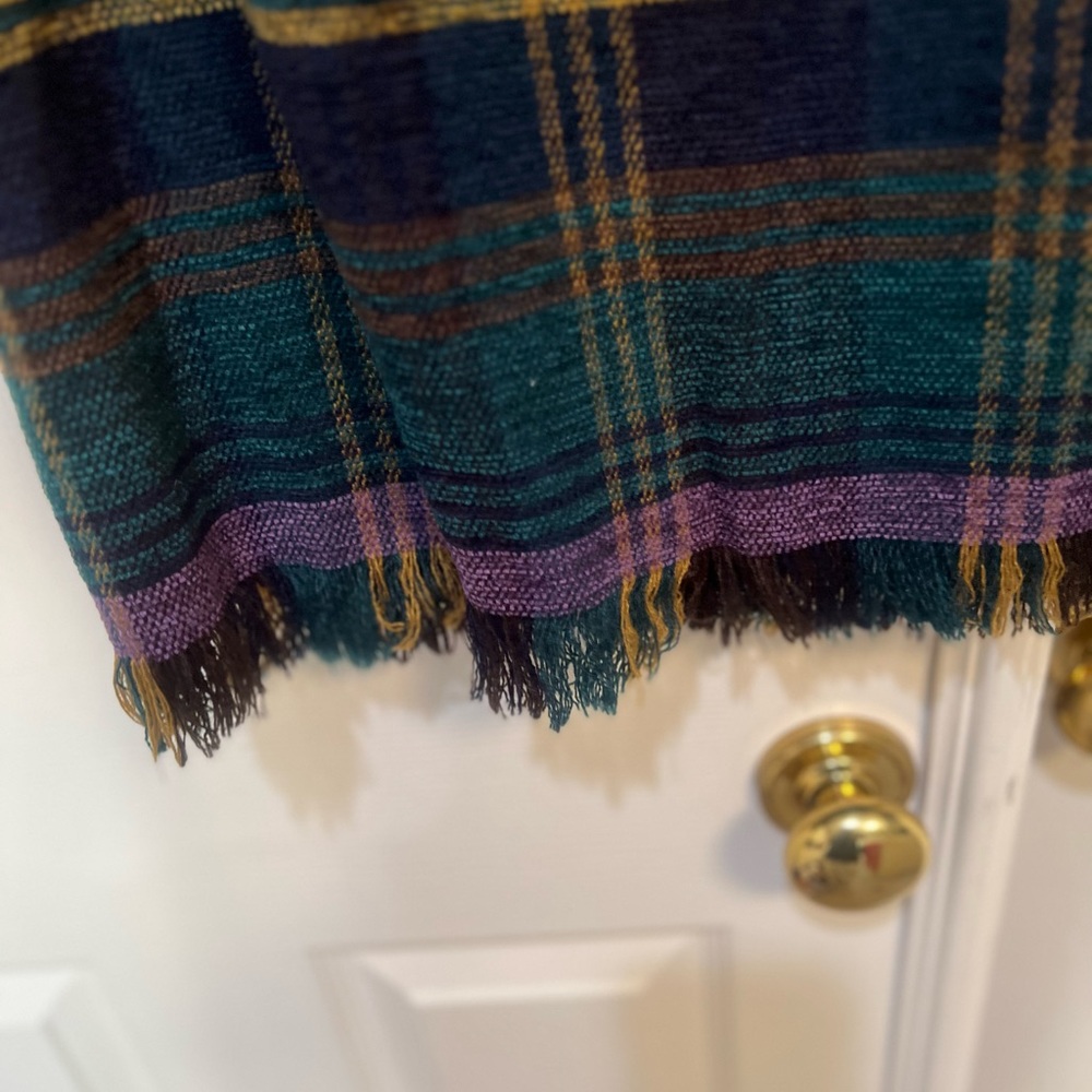 Vintage Plaid Midi blanket Skirt Purple Green preppy chic office casual size 10 - Picture 8 of 14